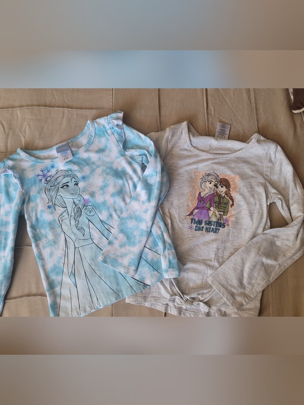 DISNEY Frozen Girls' Long-Sleeve Graphic Shirts Bundle, Size 6/6X